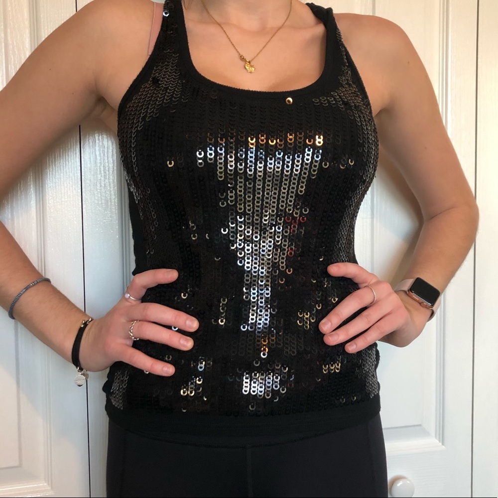 ALL SEQUIN Black Tank